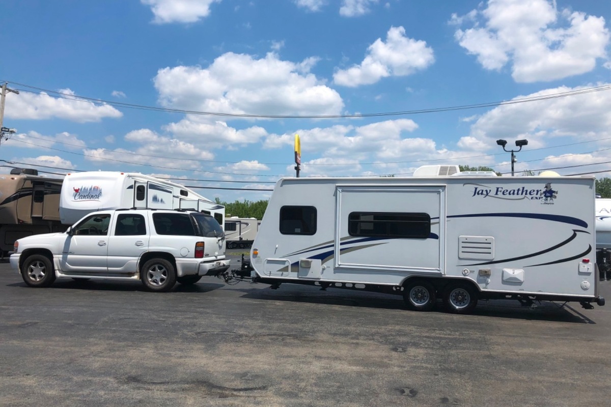 2008 Jayco Jayfeather X23B White with blue and biege trim, 2