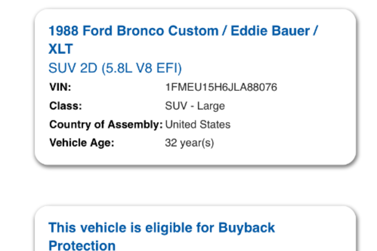 1988 Ford Bronco Eddie Bauer 4WD, 0