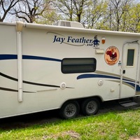 2008 Jayco Jayfeather X23B White with blue and biege trim, 1